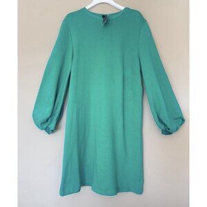 NWT Mossimo Women L Bishop Sleeve Sweatshirt Dress Green Long Sleeve Cozy Casual
